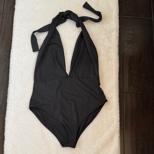 NWT Zara Trafaluc Black Halter Neck Bodysuit Size M